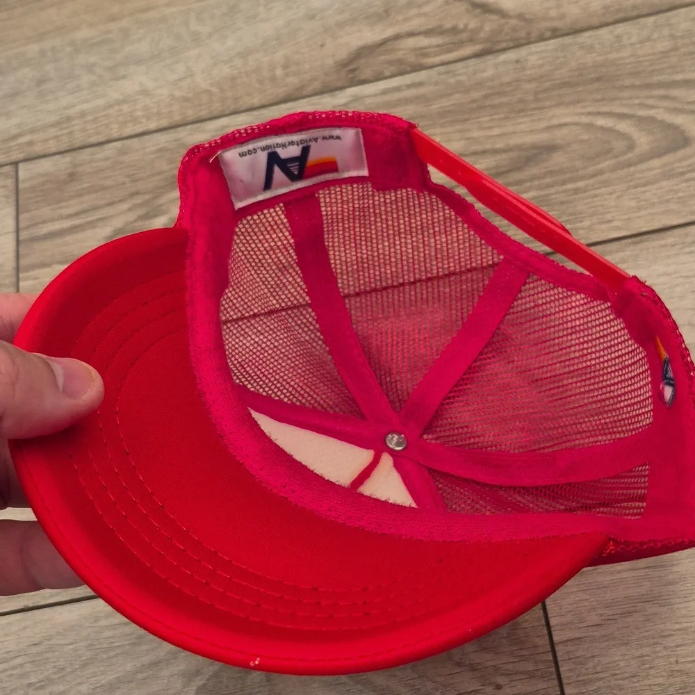 AVIATOR NATION Smiley Face Red‎ Gold Yellow Trucker Mesh Snapback Hat Cap